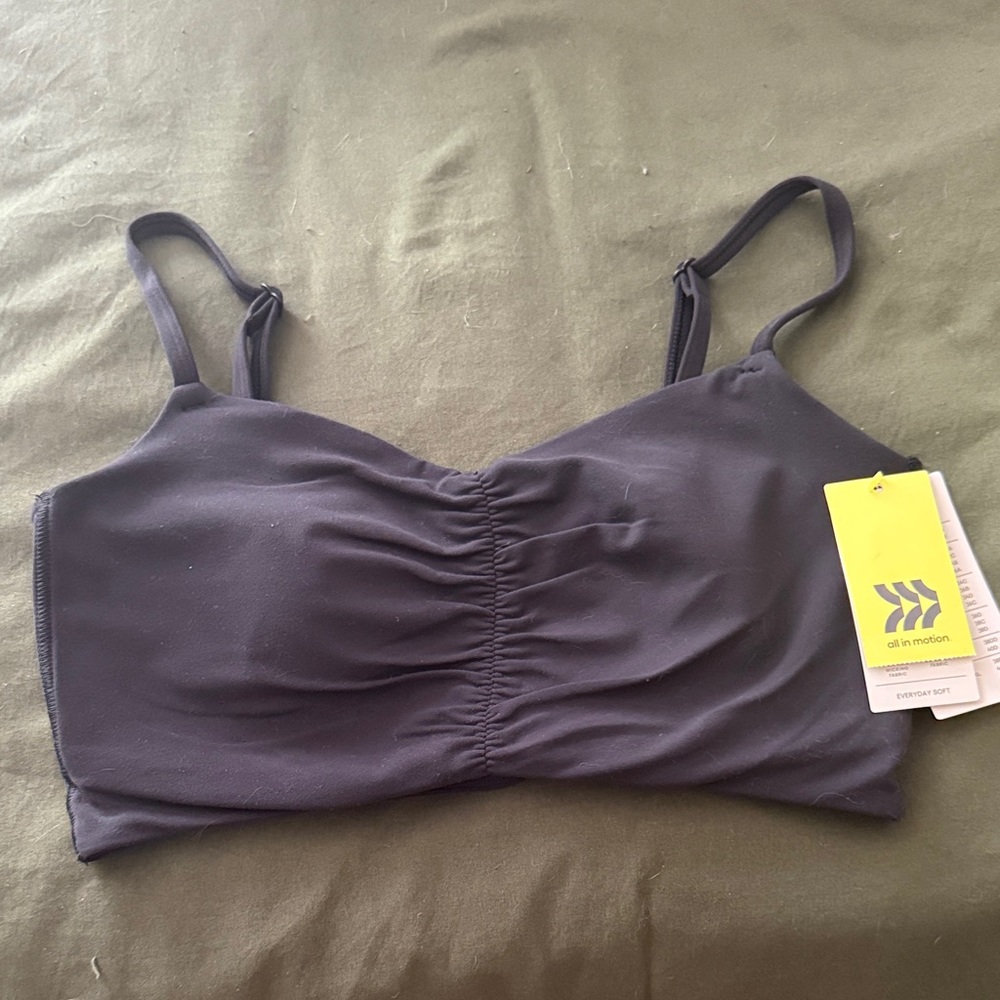 All in Motion black Ruched Bralette with Adjustable Straps